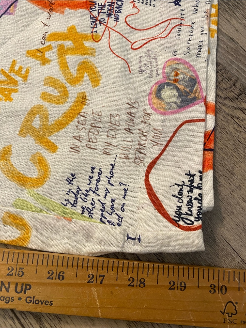 Maison d’Amelie Linen Blend Wide Leg Pull on Graphic Summer Love Arty Pants XL - Picture 8 of 11